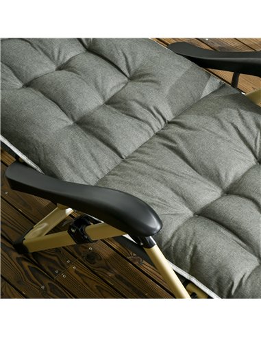 Outsunny Padded Garden Lounger, with Seven-Position Back and Footrest - Grey
