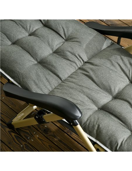 Outsunny Padded Garden Lounger, with Seven-Position Back and Footrest - Grey - pic 129620 | FastDaddyshop