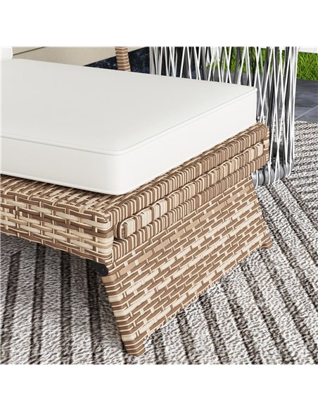 Outsunny 80° Reclining Rattan Lounger - White/Brown - pic 129628 | FastDaddyshop