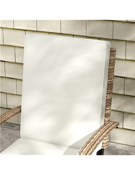 Outsunny 80° Reclining Rattan Lounger - White/Brown - pic 129629 | FastDaddyshop