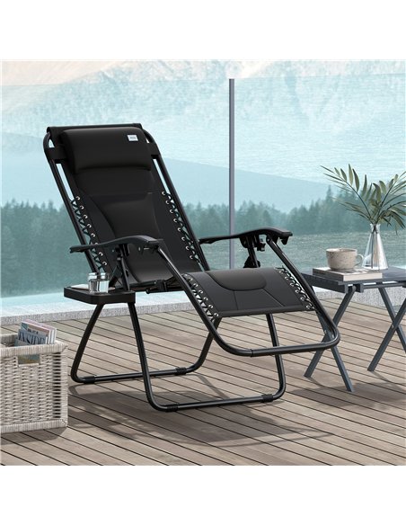 Outsunny Zero Gravity Lounger Chair, Folding Reclining Patio Chair with Padded Seat, Cup Holder, Soft Cushion and Headrest for P - pic 129631 | FastDaddyshop