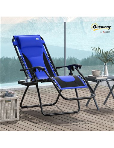 Outsunny Zero Gravity Lounger Chair, Folding Reclining Patio Chair with Padded Seat, Cup Holder, Soft Cushion and Headrest for P