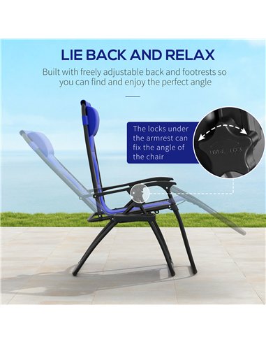 Outsunny Zero Gravity Lounger Chair, Folding Reclining Patio Chair with Padded Seat, Cup Holder, Soft Cushion and Headrest for P