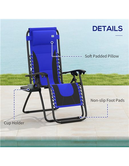 Outsunny Zero Gravity Lounger Chair, Folding Reclining Patio Chair with Padded Seat, Cup Holder, Soft Cushion and Headrest for P - pic 129645 | FastDaddyshop