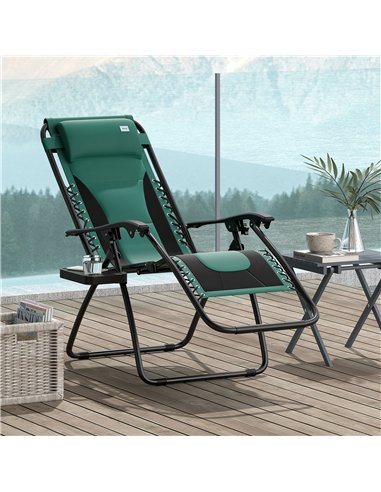 Outsunny Zero Gravity Lounger Chair, Folding Reclining Patio Chair with Padded Seat, Cup Holder, Soft Cushion and Headrest for P