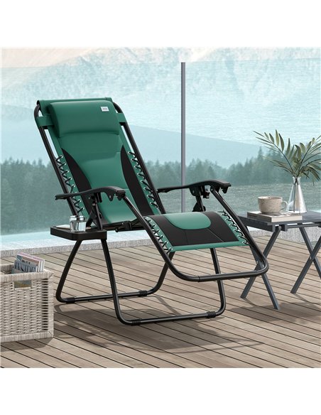 Outsunny Zero Gravity Lounger Chair, Folding Reclining Patio Chair with Padded Seat, Cup Holder, Soft Cushion and Headrest for P - pic 129649 | FastDaddyshop