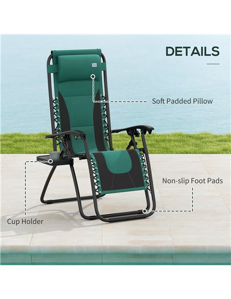 Outsunny Zero Gravity Lounger Chair, Folding Reclining Patio Chair with Padded Seat, Cup Holder, Soft Cushion and Headrest for P - pic 129654 | FastDaddyshop