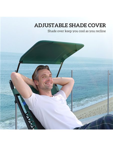Outsunny Zero Gravity Lounger Chair, Folding Reclining Patio Chair with Shade Cover, Padded Seat, Cup Holder, Soft Cushion and H - pic 129662 | FastDaddyshop