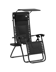 Outsunny Zero Gravity Lounger Chair, Folding Reclining Patio Chair with Shade Cover, Padded Seat, Cup Holder, Soft Cushion and H