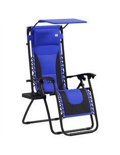 Outsunny Zero Gravity Lounger Chair, Folding Reclining Patio Chair with Shade Cover, Padded Seat, Cup Holder, Soft Cushion and H