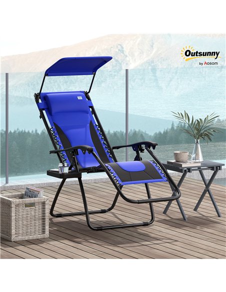 Outsunny Zero Gravity Lounger Chair, Folding Reclining Patio Chair with Shade Cover, Padded Seat, Cup Holder, Soft Cushion and H - pic 129676 | FastDaddyshop