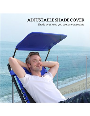 Outsunny Zero Gravity Lounger Chair, Folding Reclining Patio Chair with Shade Cover, Padded Seat, Cup Holder, Soft Cushion and H
