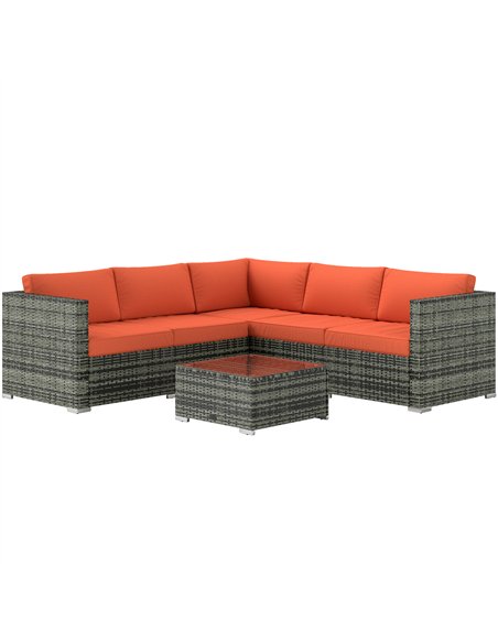 Outsunny Four-Piece Rattan Sofa Set - Orange/Grey - pic 129684 | FastDaddyshop
