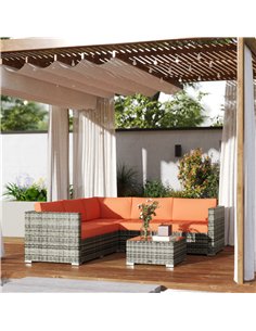 Outsunny Four-Piece Rattan Sofa Set - Orange/Grey 2