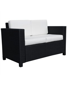Outsunny 2 Seater Garden Furniture, Rattan Sofa with Soft Padded Cushion and Armrests, Wicker Garden Loveseat for Patio, Black