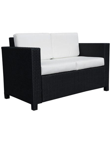 Outsunny 2 Seater Garden Furniture, Rattan Sofa with Soft Padded Cushion and Armrests, Wicker Garden Loveseat for Patio, Black - pic 129693 | FastDaddyshop