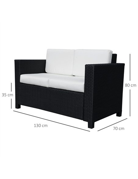 Outsunny 2 Seater Garden Furniture, Rattan Sofa with Soft Padded Cushion and Armrests, Wicker Garden Loveseat for Patio, Black - pic 129695 | FastDaddyshop