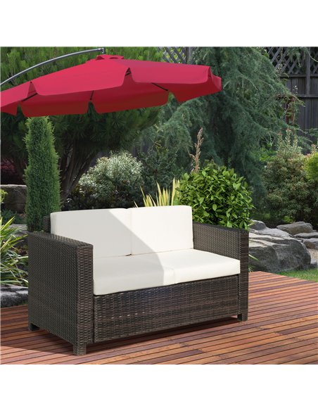 Outsunny 2 Seater Garden Furniture, Rattan Sofa with Soft Padded Cushion and Armrests, Wicker Garden Loveseat for Patio, Mixed B - pic 129703 | FastDaddyshop