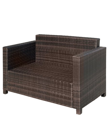 Outsunny 2 Seater Garden Furniture, Rattan Sofa with Soft Padded Cushion and Armrests, Wicker Garden Loveseat for Patio, Mixed B - pic 129709 | FastDaddyshop