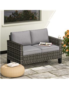 Outsunny Two-Seater Rattan Outdoor Sofa - Dark Grey 2