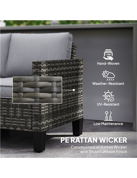 Outsunny Two-Seater Rattan Outdoor Sofa - Dark Grey - pic 129715 | FastDaddyshop
