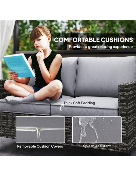 Outsunny Two-Seater Rattan Outdoor Sofa - Dark Grey - pic 129716 | FastDaddyshop