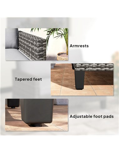 Outsunny Two-Seater Rattan Outdoor Sofa - Dark Grey
