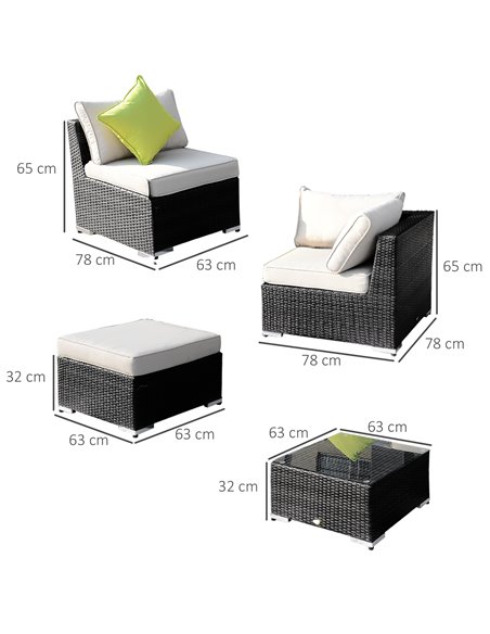 Outsunny 7-Seater Sofa Rattan Garden Furniture Aluminium Outdoor Patio Set Wicker Seater Table - Black - pic 12972 | FastDaddyshop