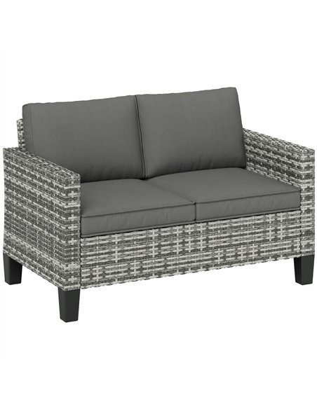 Outsunny Two-Seater Rattan Outdoor Sofa - Light Grey - pic 129720 | FastDaddyshop