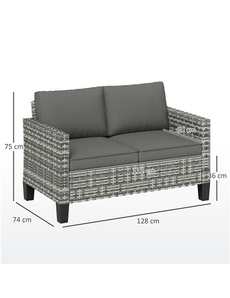Outsunny Two-Seater Rattan Outdoor Sofa - Light Grey - pic 129722 | FastDaddyshop