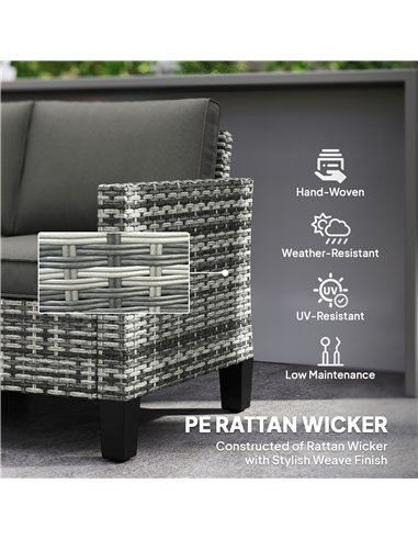 Outsunny Two-Seater Rattan Outdoor Sofa - Light Grey
