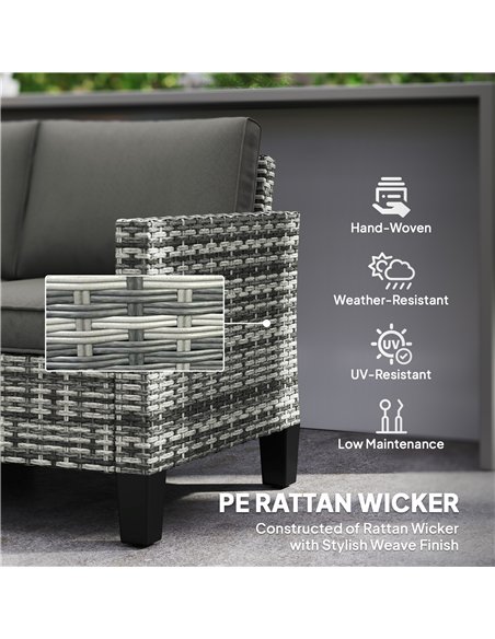 Outsunny Two-Seater Rattan Outdoor Sofa - Light Grey - pic 129724 | FastDaddyshop