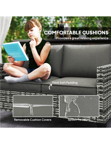 Outsunny Two-Seater Rattan Outdoor Sofa - Light Grey - pic 129725 | FastDaddyshop