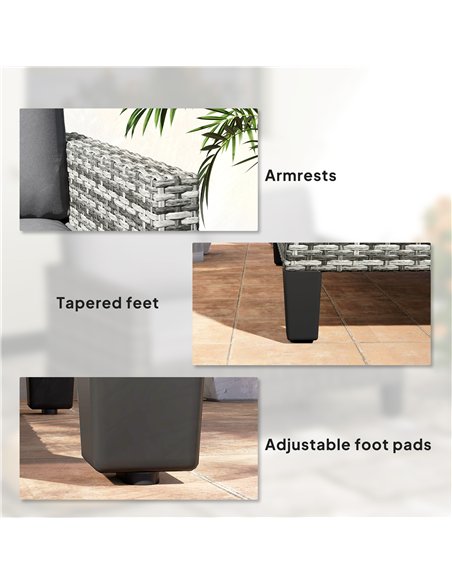 Outsunny Two-Seater Rattan Outdoor Sofa - Light Grey - pic 129726 | FastDaddyshop