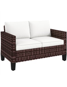 Outsunny Two-Seater Rattan Outdoor Sofa - Brown