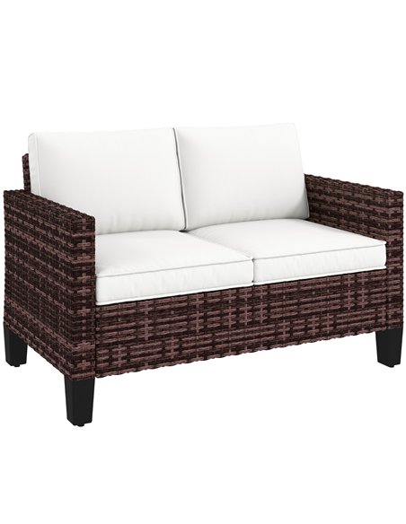Outsunny Two-Seater Rattan Outdoor Sofa - Brown - pic 129729 | FastDaddyshop
