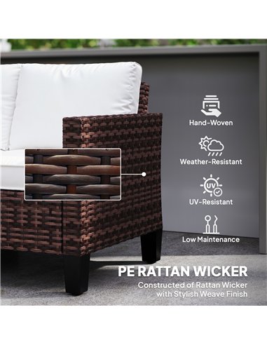 Outsunny Two-Seater Rattan Outdoor Sofa - Brown