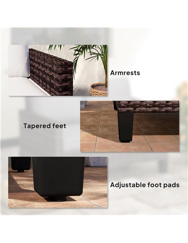 Outsunny Two-Seater Rattan Outdoor Sofa - Brown