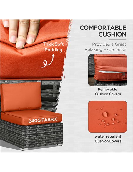 Outsunny Eight-Piece Rattan Sofa Set - Orange/Grey - pic 129742 | FastDaddyshop