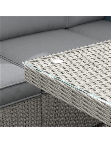 Outsunny Seven-Piece Firepit Table Rattan Sofa Set - Grey