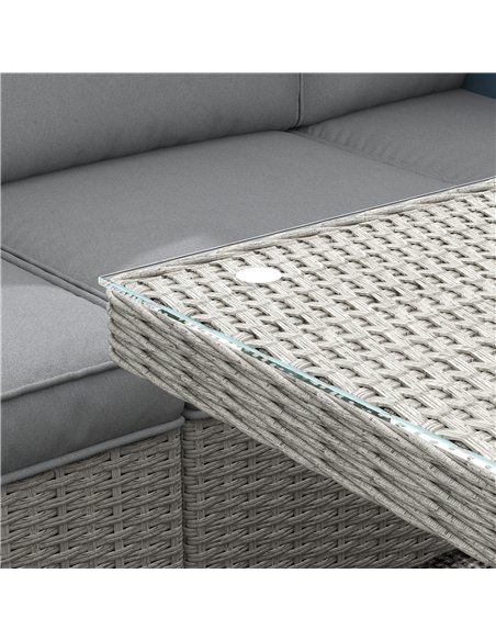 Outsunny Seven-Piece Firepit Table Rattan Sofa Set - Grey - pic 129753 | FastDaddyshop