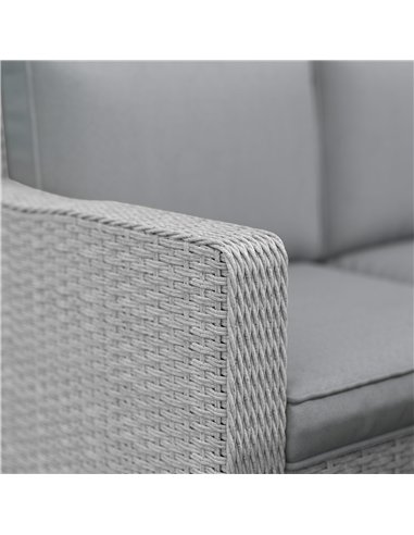 Outsunny Seven-Piece Firepit Table Rattan Sofa Set - Grey