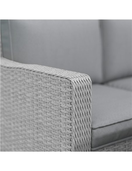 Outsunny Seven-Piece Firepit Table Rattan Sofa Set - Grey - pic 129754 | FastDaddyshop