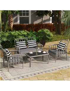 Outsunny Four-Piece Rattan Cut-Out Sofa Set - Grey 2