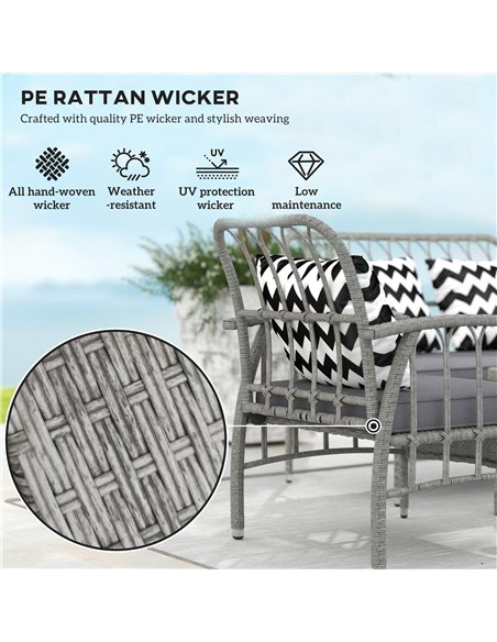Outsunny Four-Piece Rattan Cut-Out Sofa Set - Grey - pic 129761 | FastDaddyshop