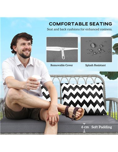Outsunny Four-Piece Rattan Cut-Out Sofa Set - Grey