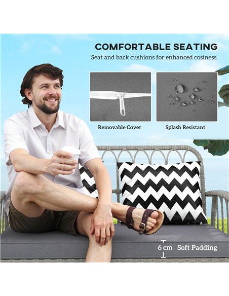Outsunny Four-Piece Rattan Cut-Out Sofa Set - Grey - pic 129762 | FastDaddyshop