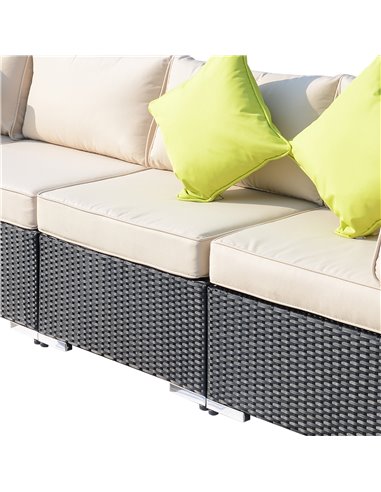 Outsunny 7-Seater Sofa Rattan Garden Furniture Aluminium Outdoor Patio Set Wicker Seater Table - Black