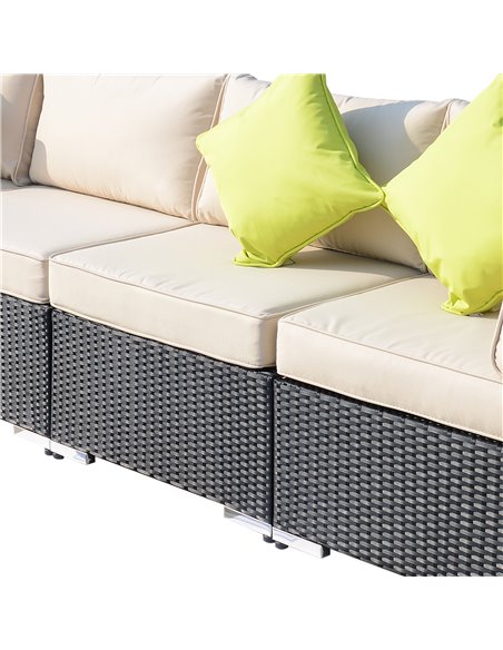 Outsunny 7-Seater Sofa Rattan Garden Furniture Aluminium Outdoor Patio Set Wicker Seater Table - Black - pic 12977 | FastDaddyshop