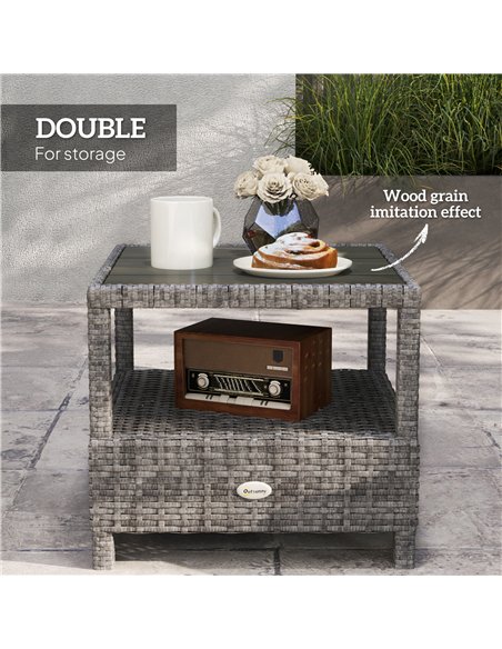 Outsunny 2 Seater Patio Rattan Wicker Chaise Lounge Sofa Set w/ Cushion for Patio Garden Porch, Grey - pic 129770 | FastDaddyshop